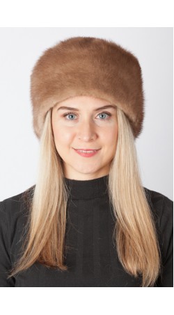 Light brown mink fur hat